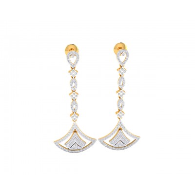 Rosa Long diamond dangle earrings in gold